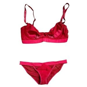 LASCIVIOUS Lingerie Red Cutout Bra and Panty Set 34B